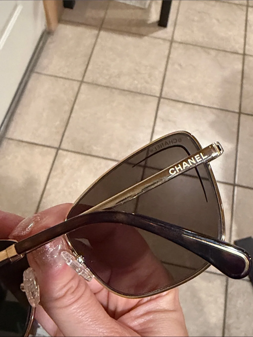 CHANEL Gold cat eye Frame Sunglasses